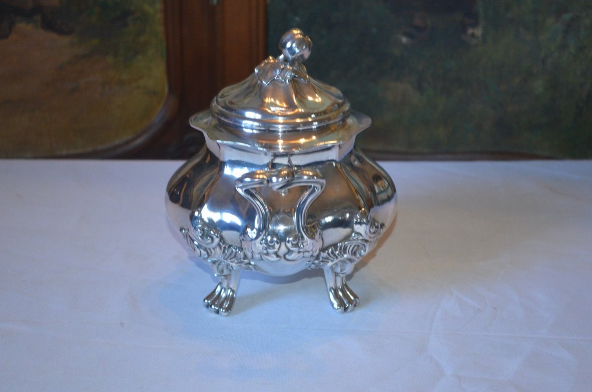 Large Sugar Bowl In Sterling Silver 19th Century-photo-1