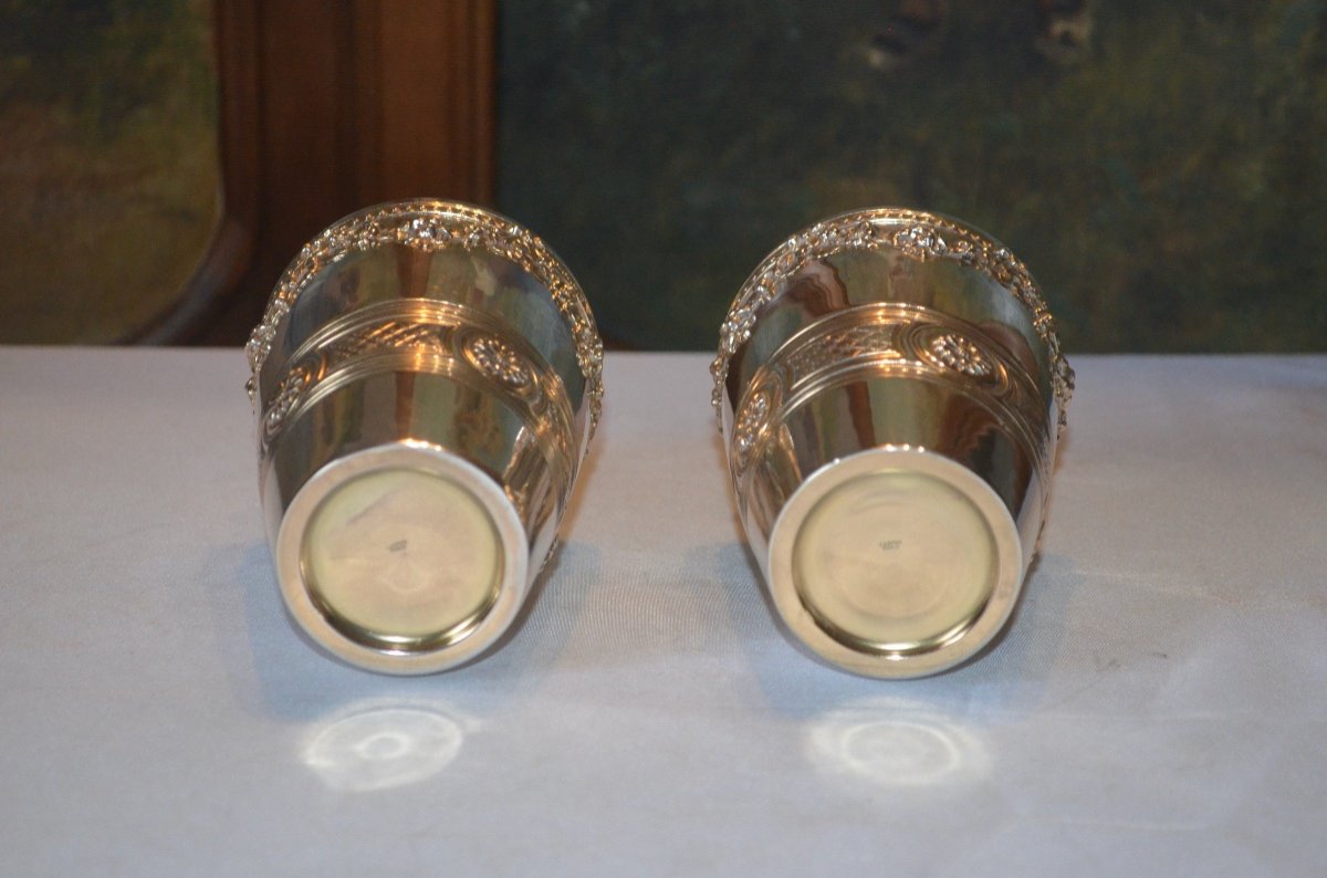 Pair Of Vases In Sterling Silver From Lapar 19th Century-photo-3