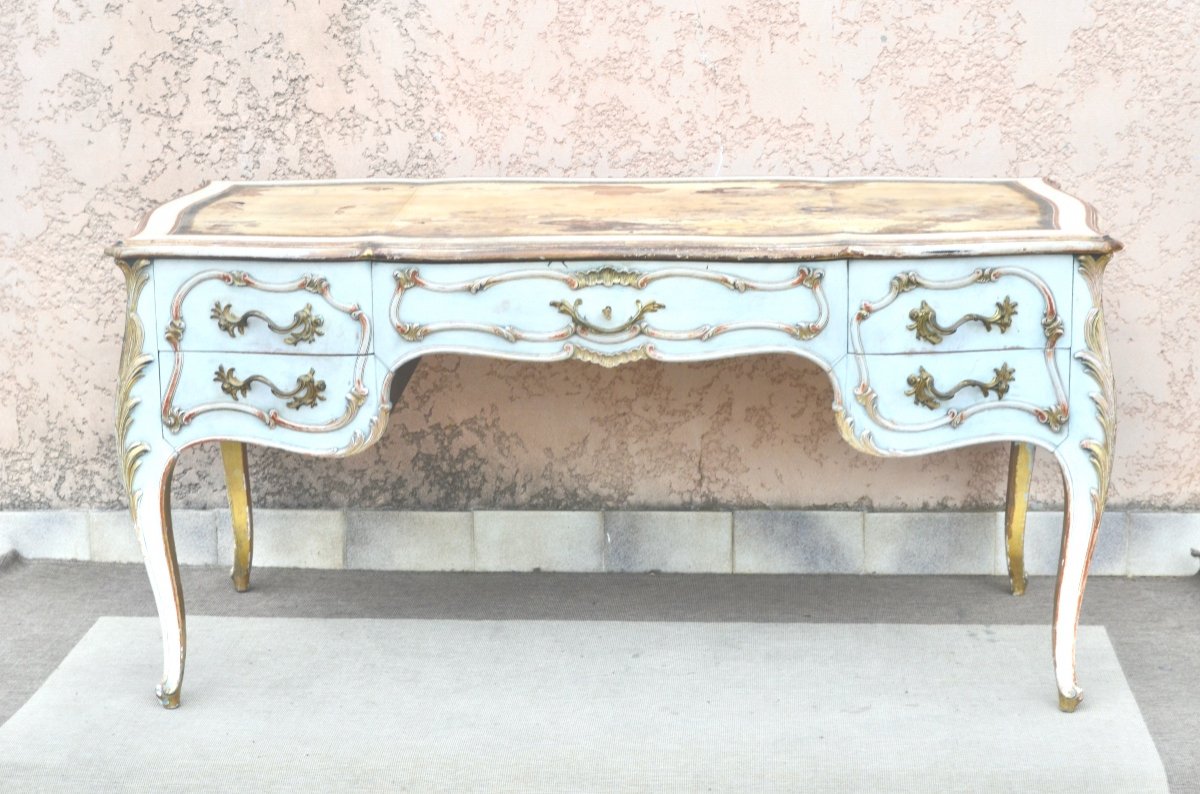 Large Louis XV Style Desk, 19th Century