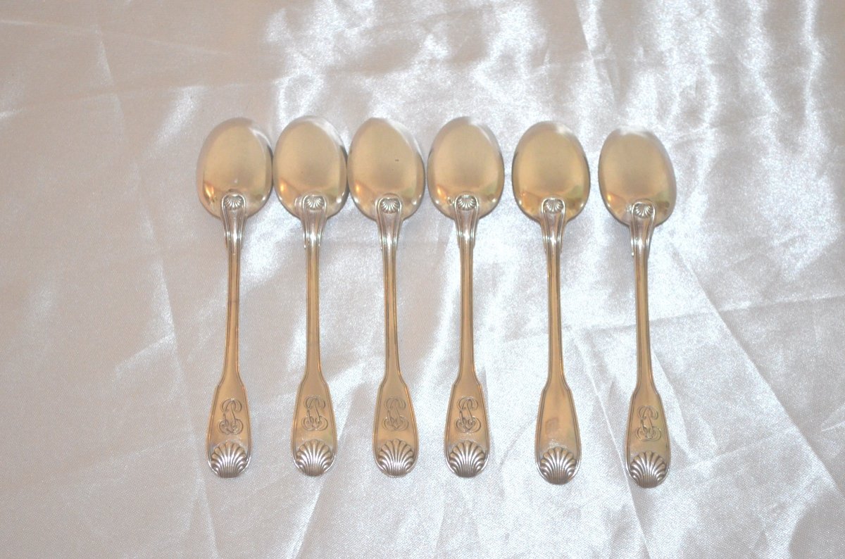 Series Of 6 Coffee Spoons In Sterling Silver-photo-1