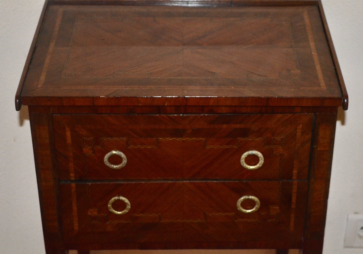 Louis XVI Marquetry Bedside Table-photo-4