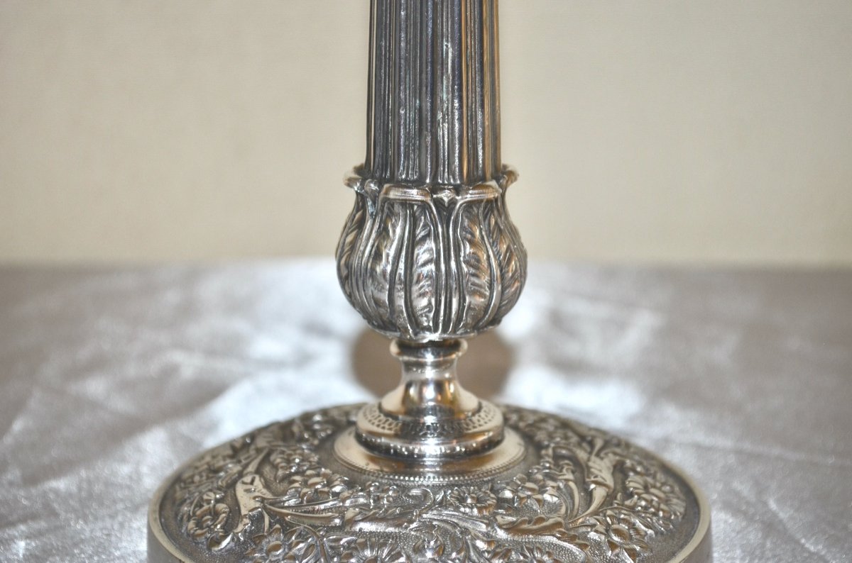 Pair Of Candlesticks In Sterling Silver Early 19th Century-photo-6