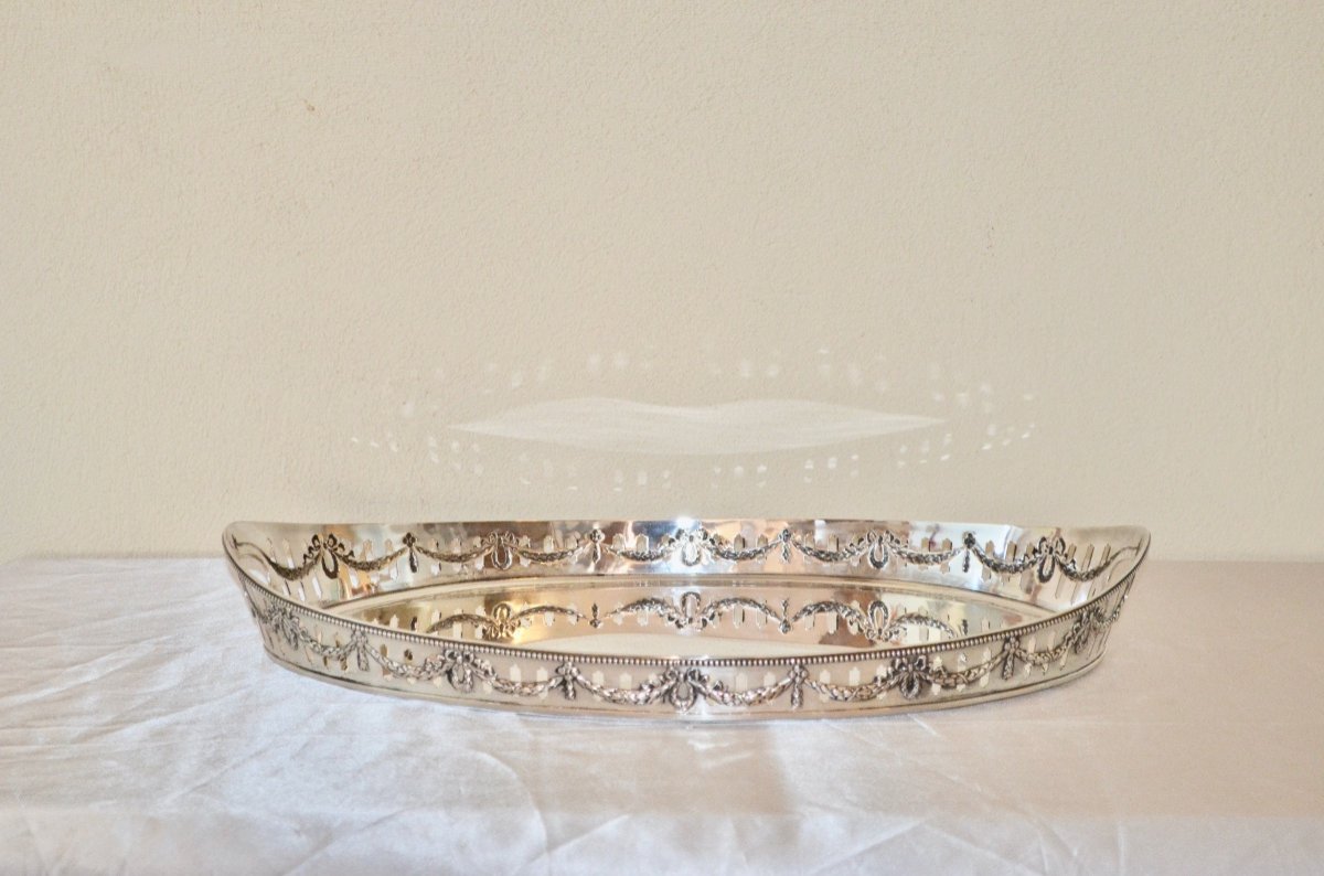 Large Serving Tray In Sterling Silver 19th Century-photo-1