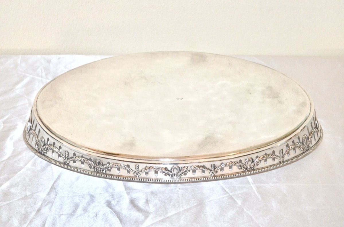 Large Serving Tray In Sterling Silver 19th Century-photo-3