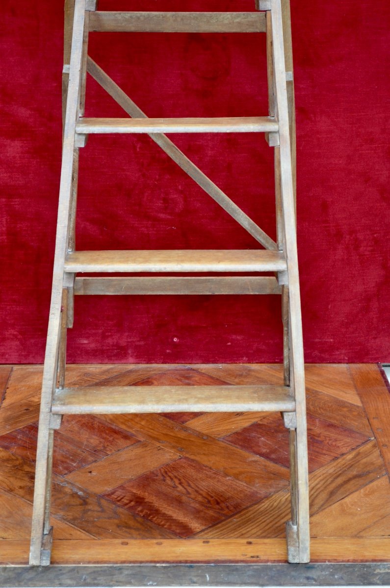 19th Century Wooden Library Stepladder -photo-2