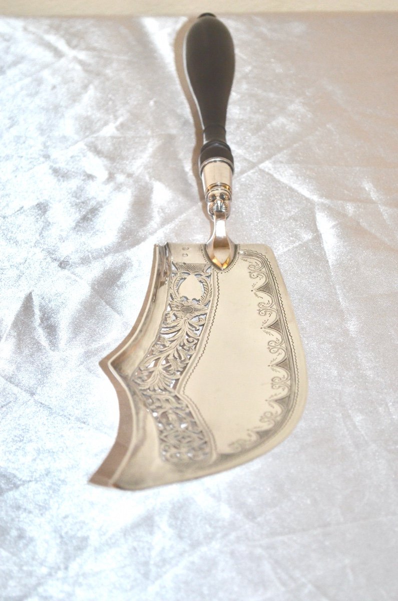 Fish Shovel In Sterling Silver Early 19th Century Paris 2nd Rooster -photo-2