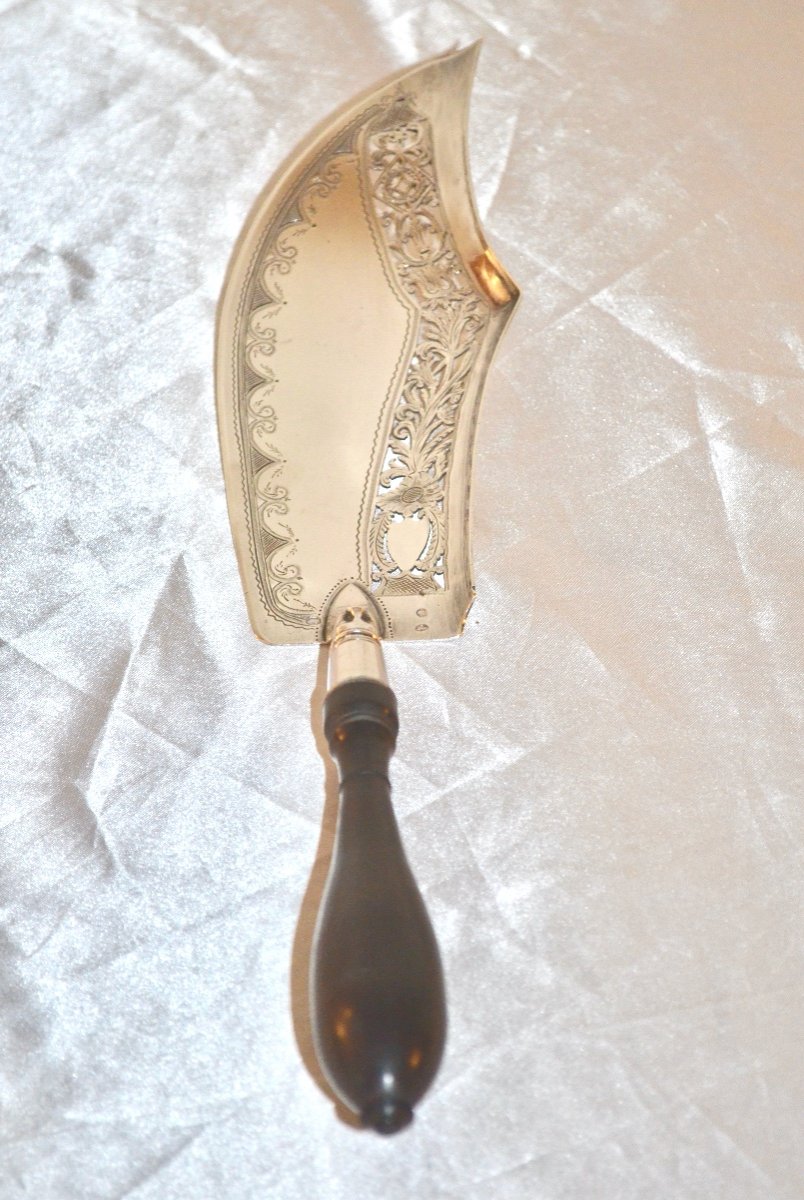 Fish Shovel In Sterling Silver Early 19th Century Paris 2nd Rooster 