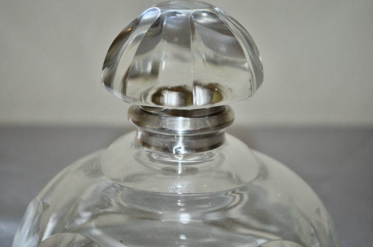 Bottle In Crystal And Sterling Silver Early 20th Century-photo-1