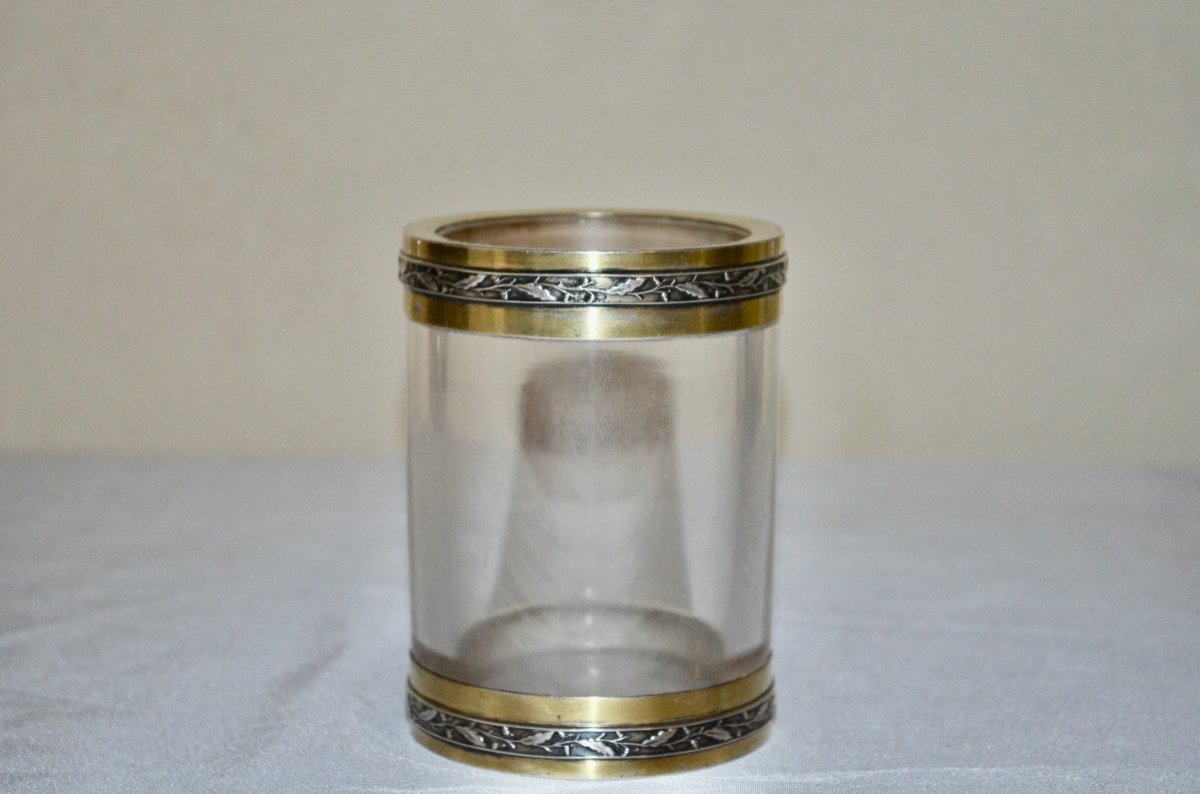 Pot In Crystal And Sterling Silver By Gustave Keller Late 19th Century -photo-3