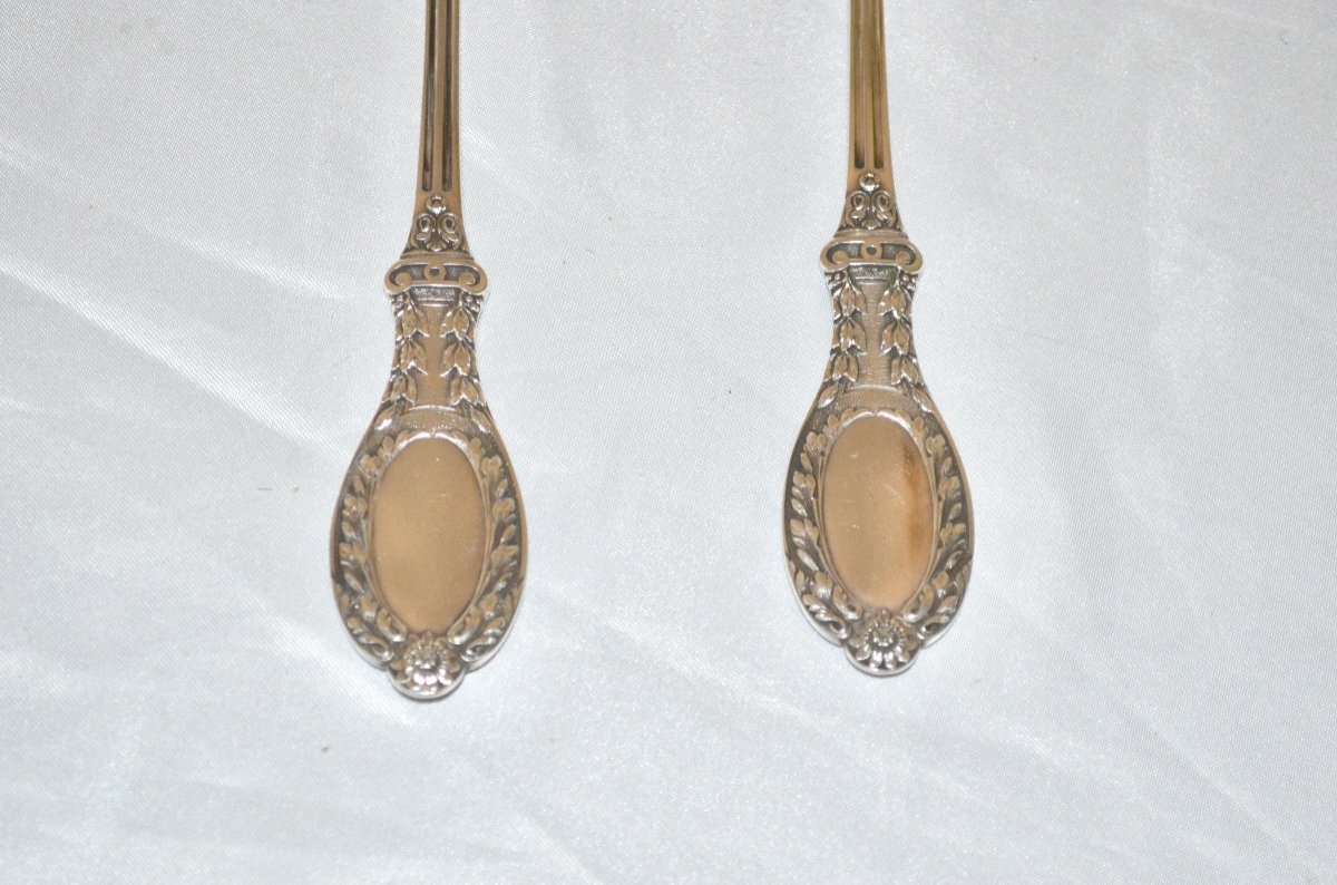 Large Salad Cutlery In Sterling Silver 19th Century-photo-1