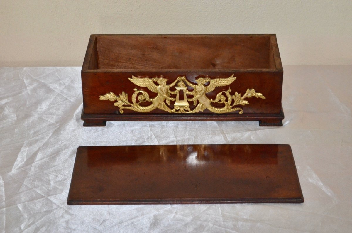 Box In Mahogany And Gilt Bronze Empire Period-photo-3