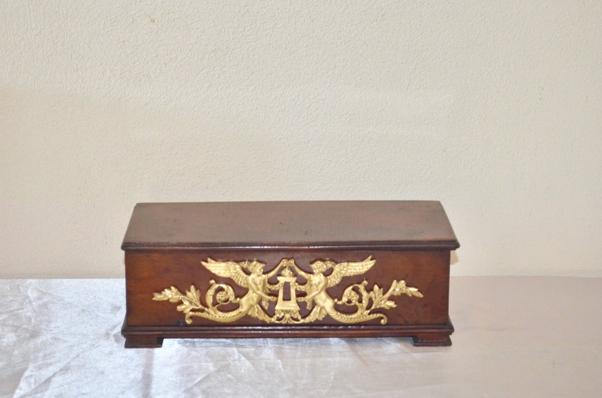 Box In Mahogany And Gilt Bronze Empire Period