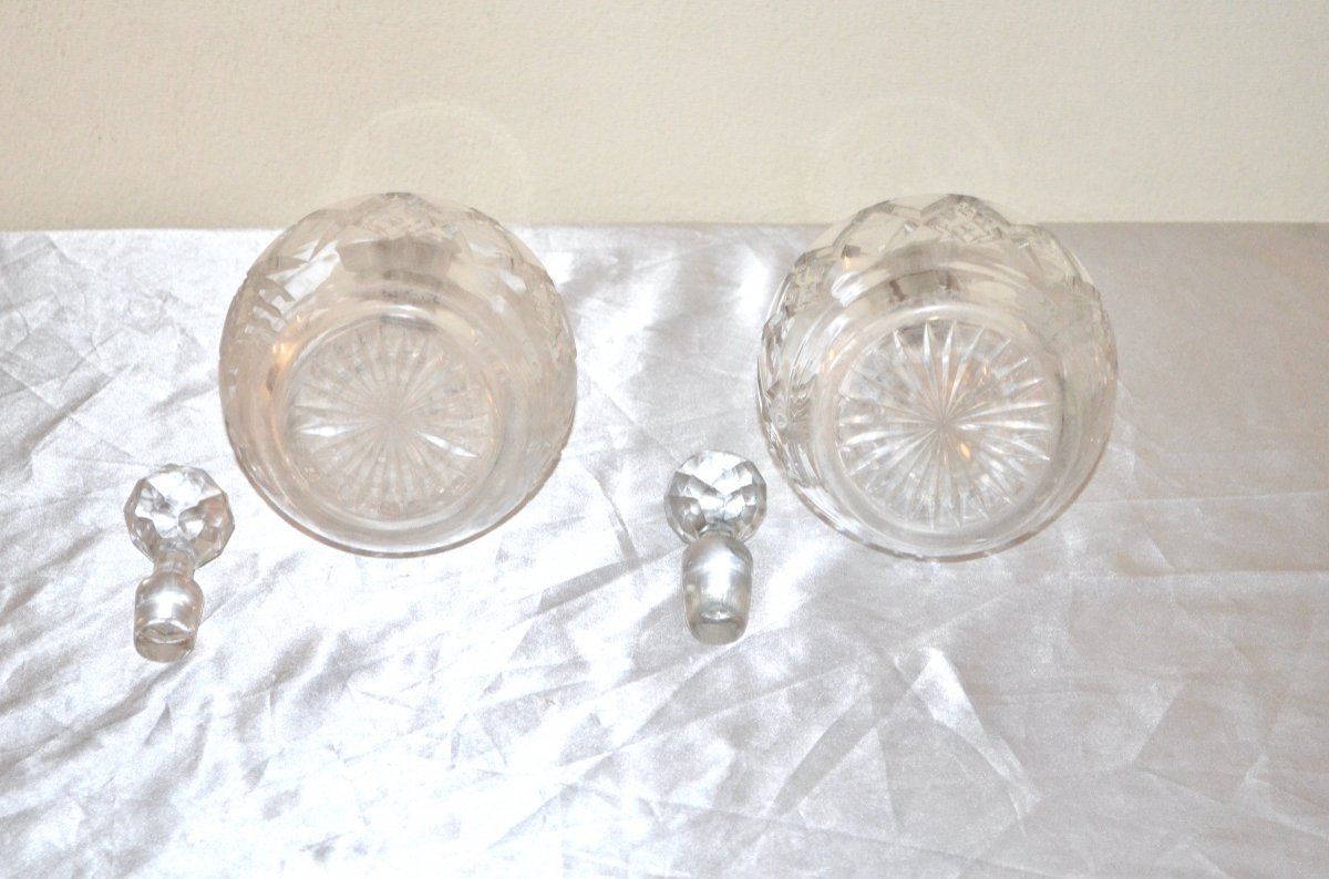 Paire De Carafes En Cristal De Baccarat Et Argent Massif -photo-3