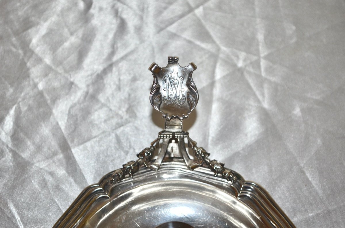 Large Hand Candlestick In Sterling Silver 19th Century -photo-2