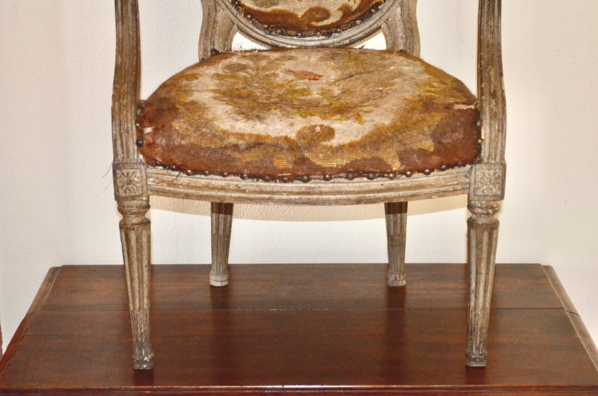 Children's Armchair With Medallion, Louis XVI Period-photo-4