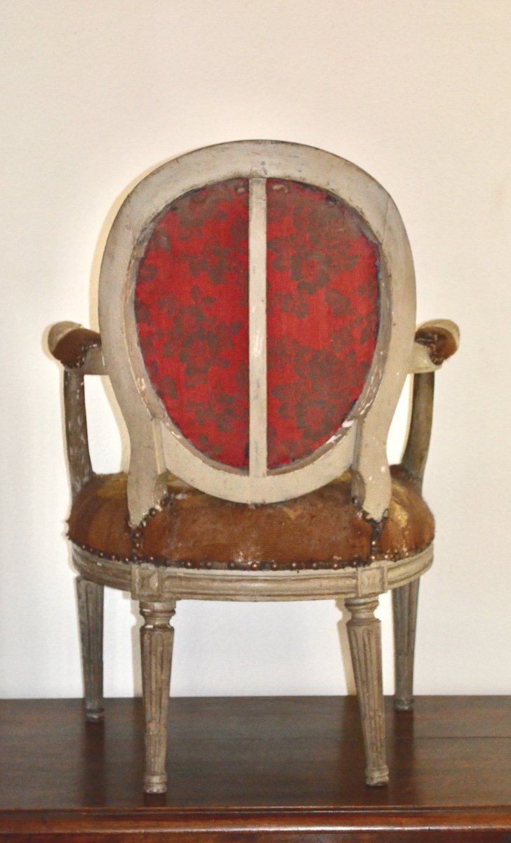 Fauteuil d'Enfant à Médaillon d'époque Louis XVI-photo-3