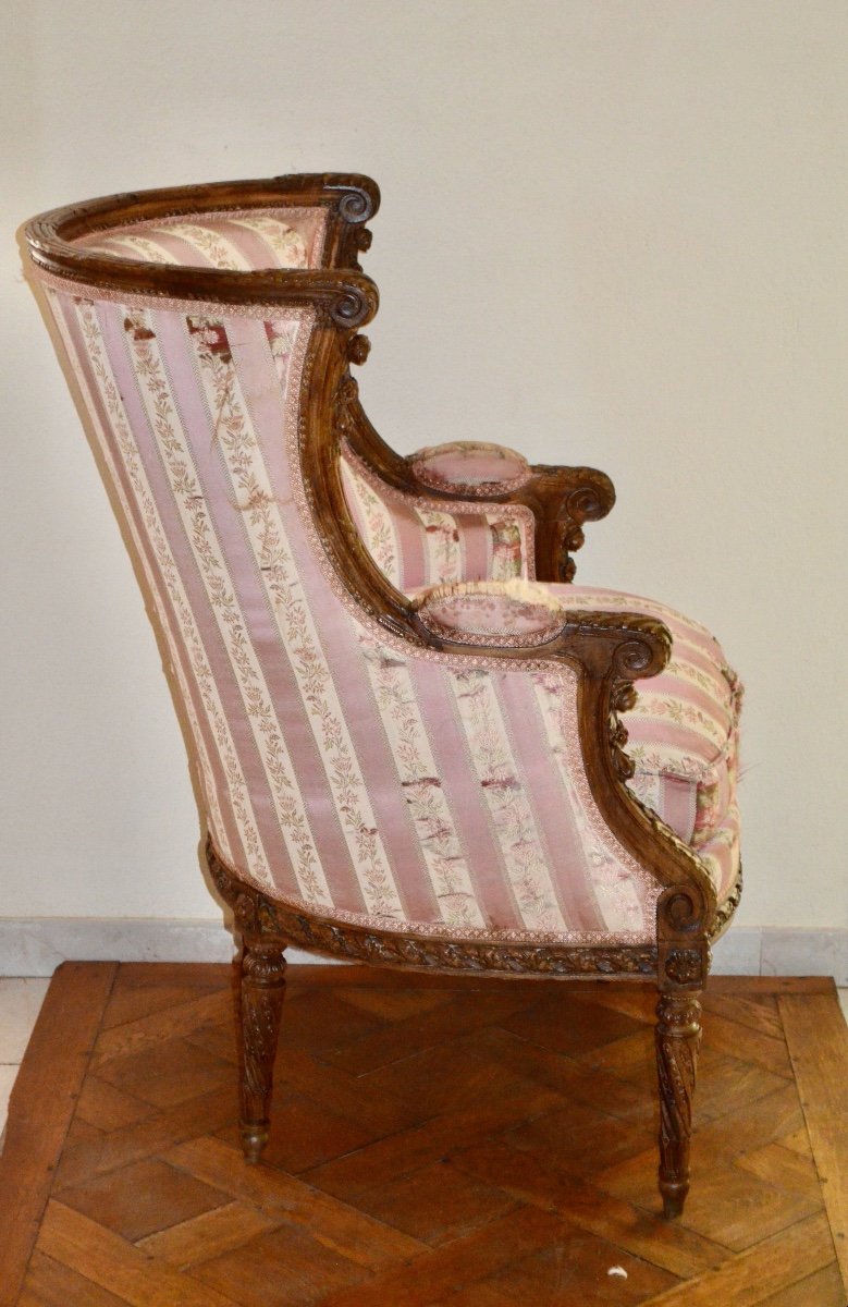 Grande Bergère d'époque 19ème Siècle Style Louis XVI-photo-7