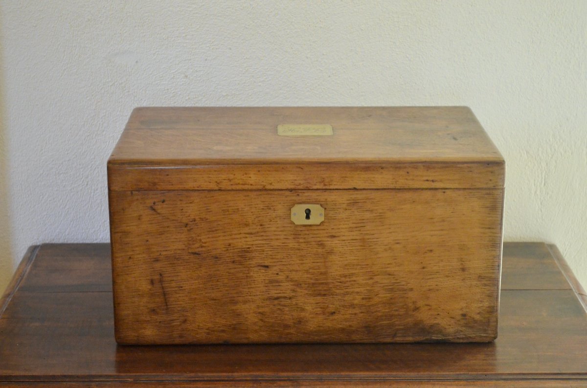 Oak Box For Silverware Signed Odiot 19th Century -photo-2