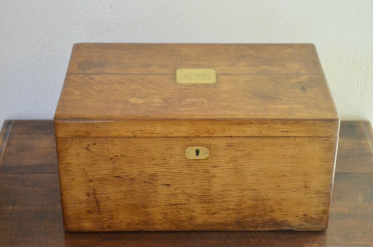 Oak Box For Silverware Signed Odiot 19th Century -photo-3