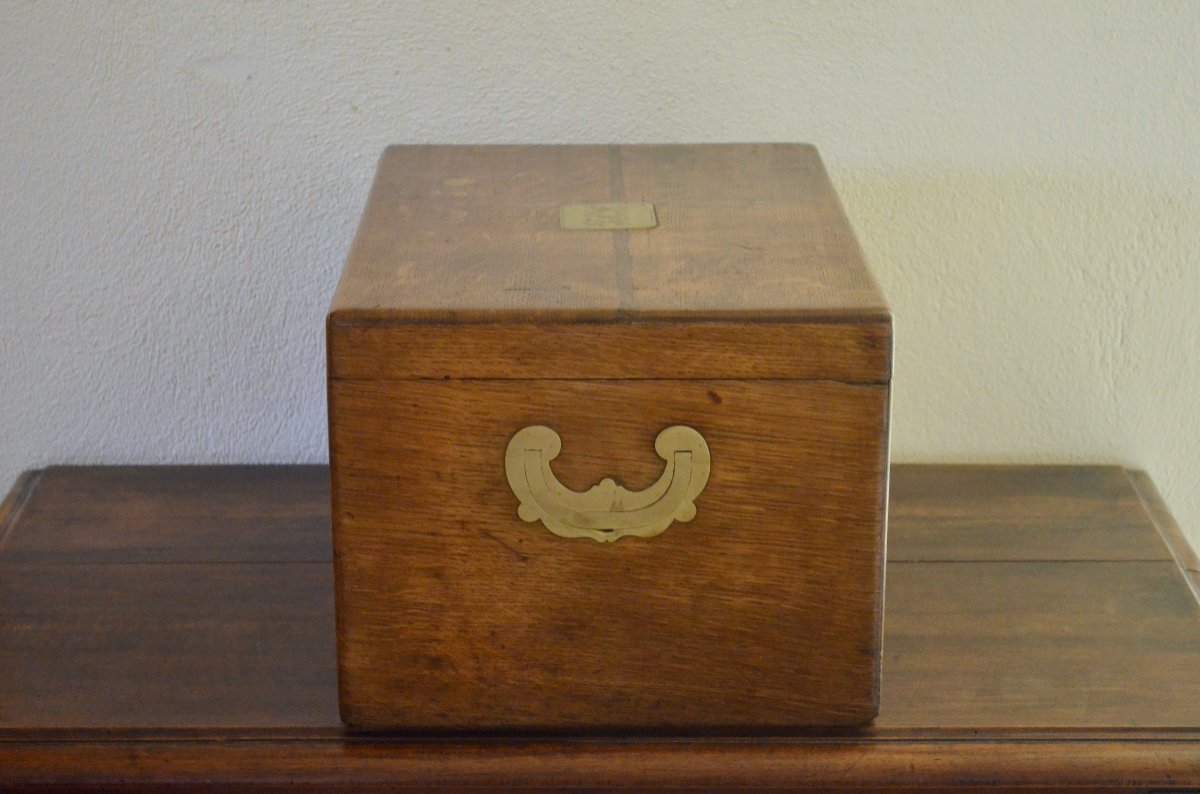 Oak Box For Silverware Signed Odiot 19th Century -photo-4