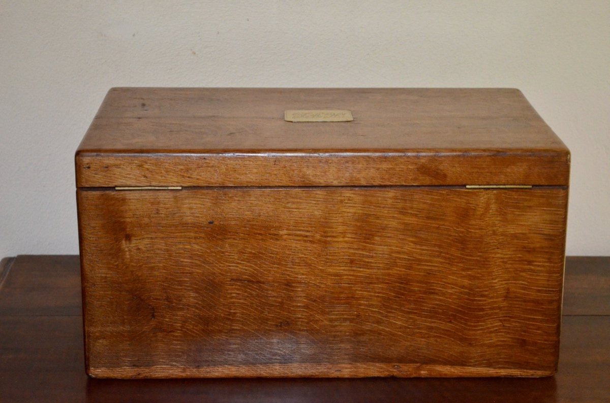 Oak Box For Silverware Signed Odiot 19th Century -photo-5