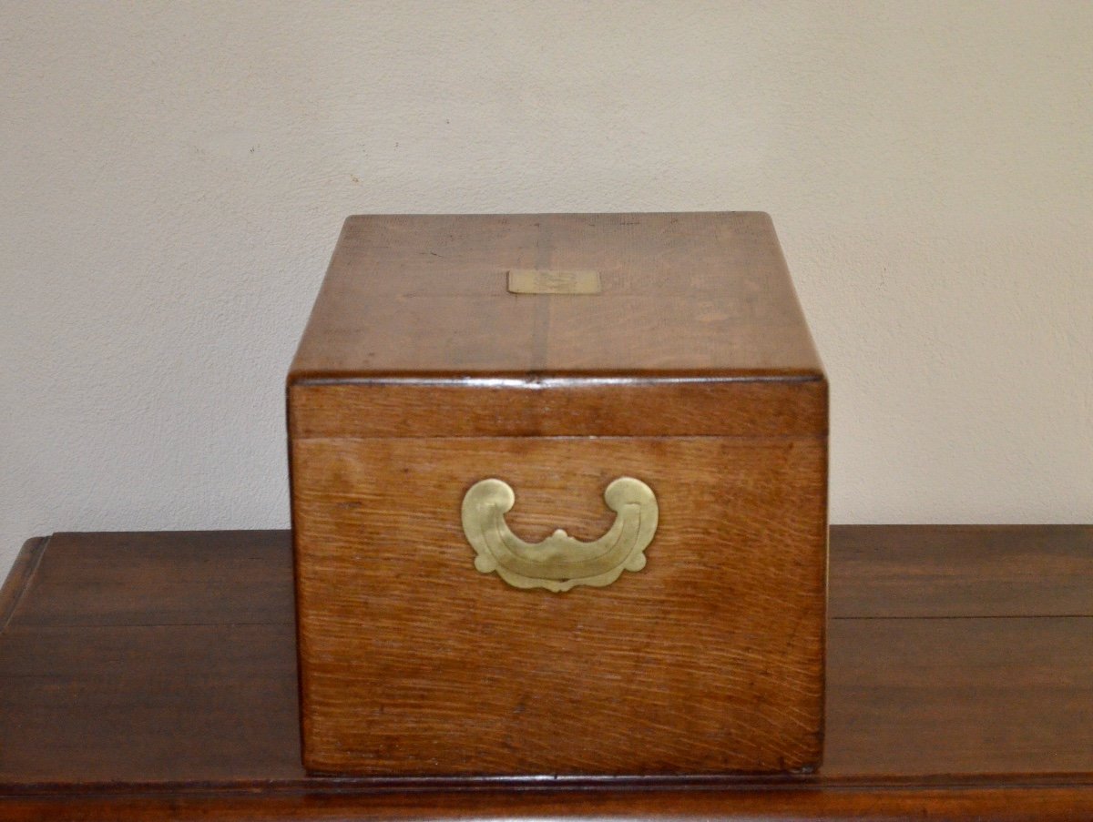 Oak Box For Silverware Signed Odiot 19th Century -photo-6