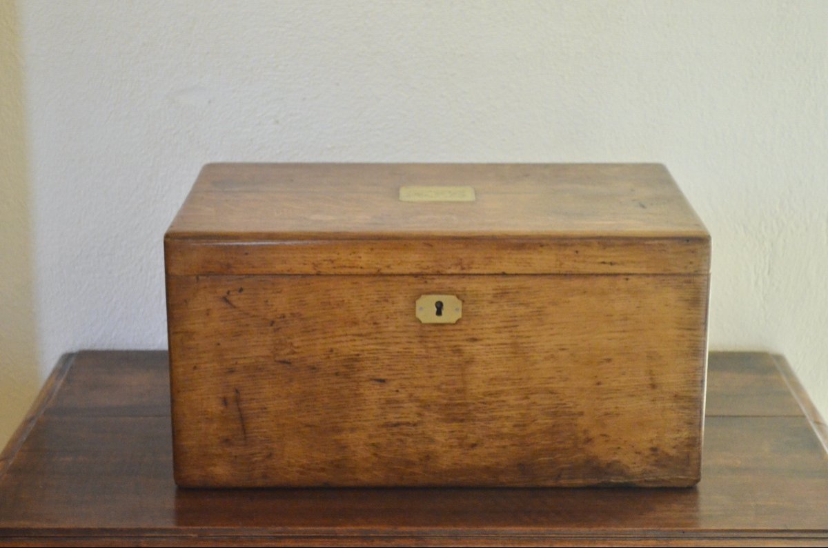 Oak Box For Silverware Signed Odiot 19th Century 