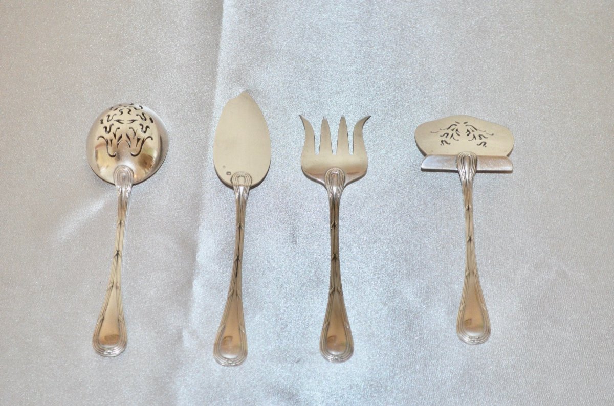 Solid Silver Mignardise Serving Cutlery, Late 19th Century -photo-2