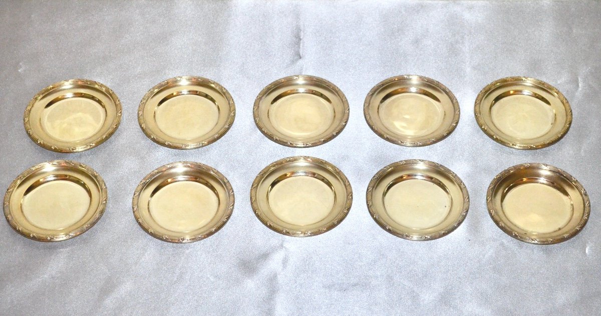 Set Of 10 Vermeil Coasters By Boin Taburet 19th Century -photo-2