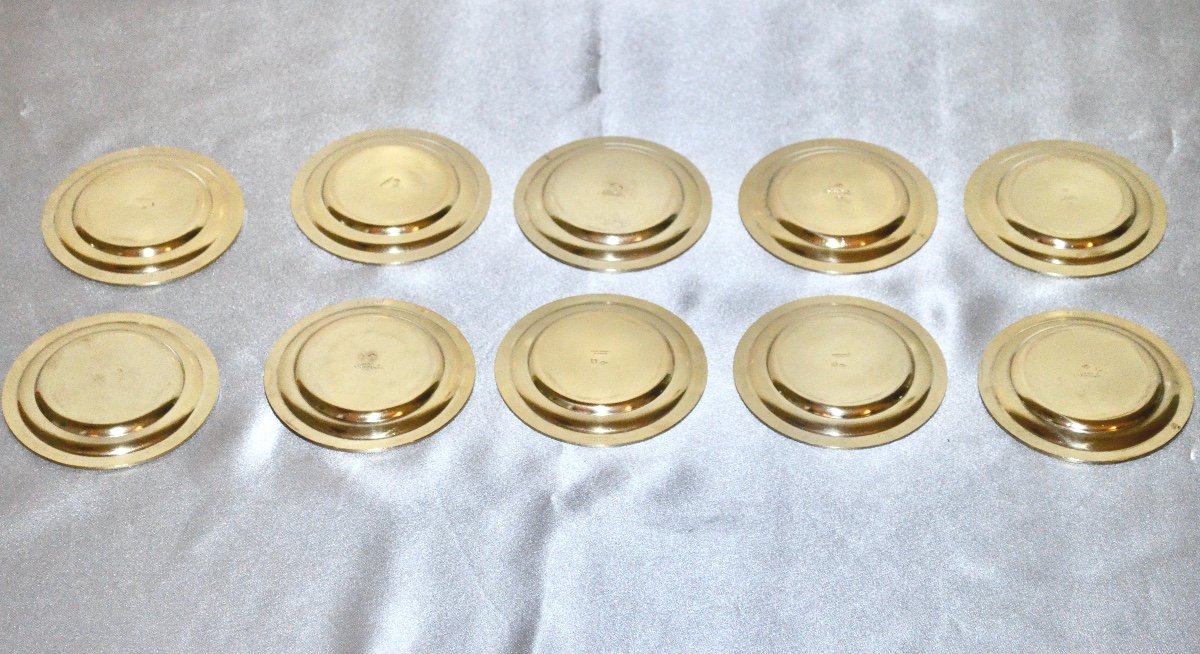 Set Of 10 Vermeil Coasters By Boin Taburet 19th Century -photo-3