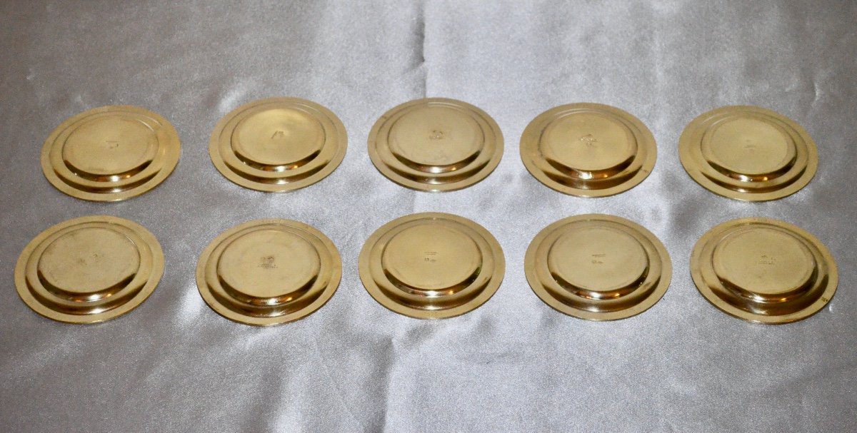 Set Of 10 Vermeil Coasters By Boin Taburet 19th Century -photo-4