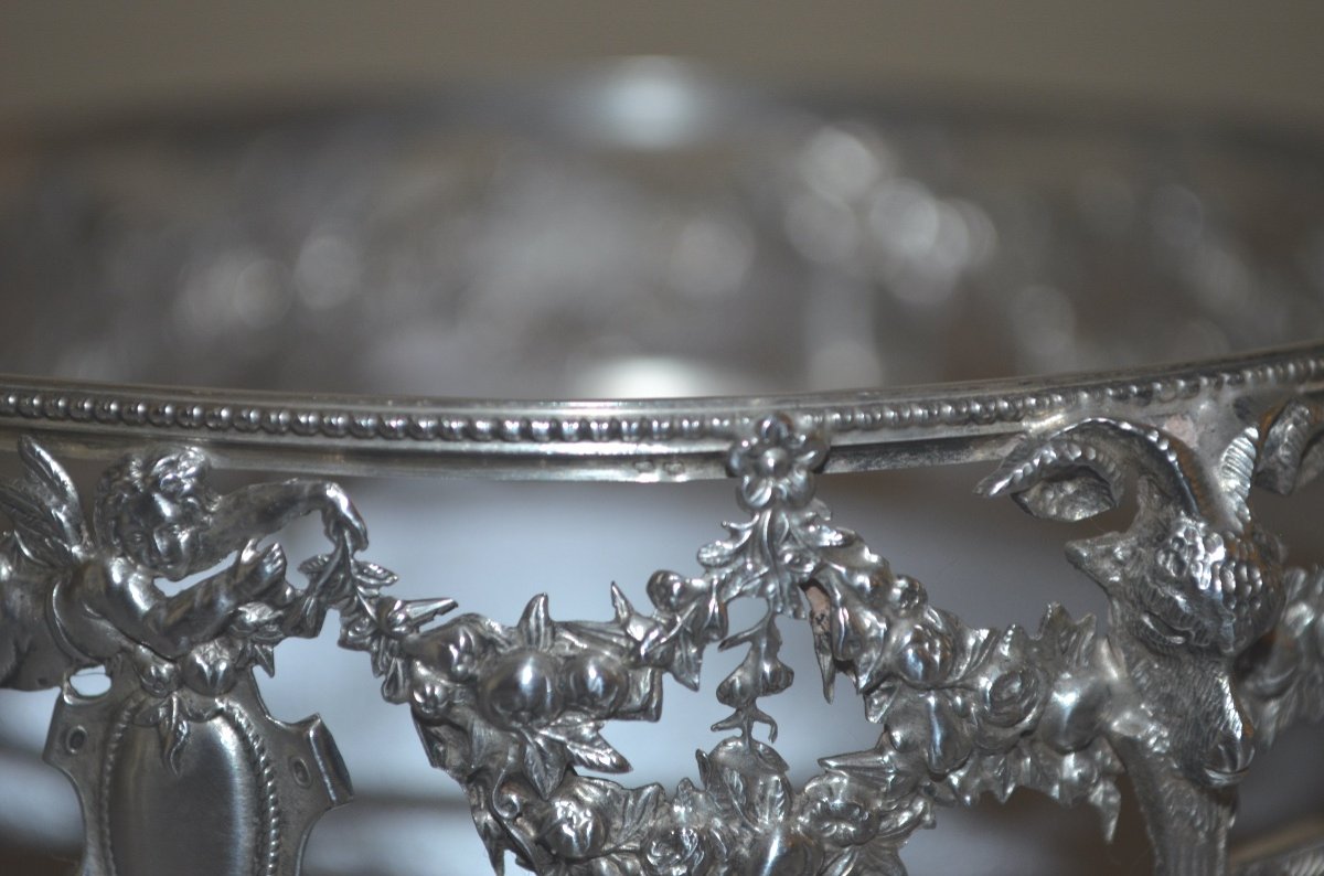 Pair Of 19th Century Sterling Silver And Crystal Table Planters -photo-6