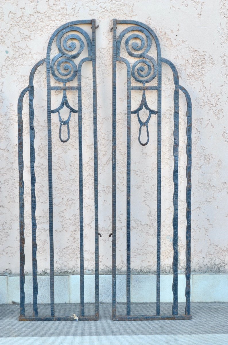 Pair Of Art Nouveau Wrought Iron Separation Grilles-photo-3