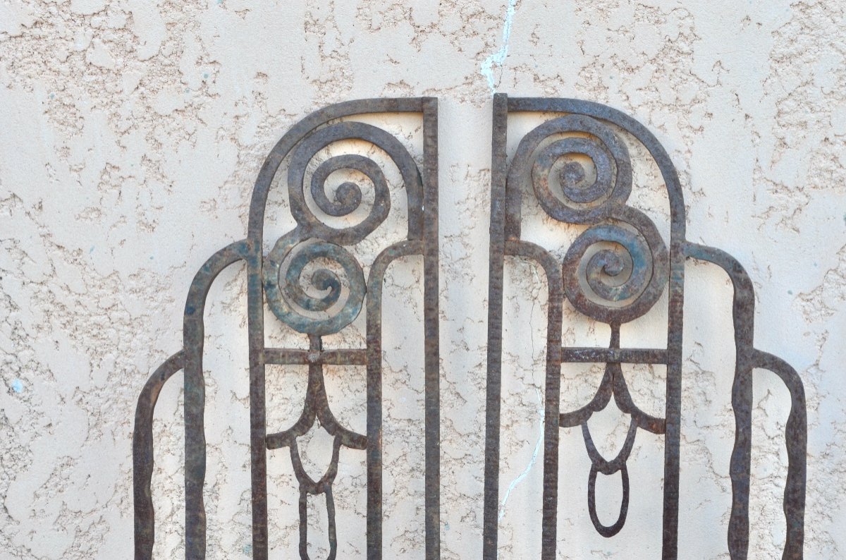 Paires De Grilles De Séparation  En Fer Forgé époque Art Nouveau-photo-4