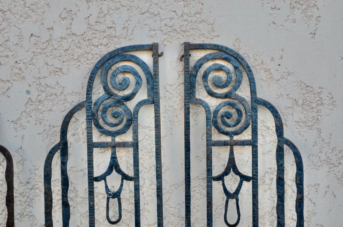 Paires De Grilles De Séparation  En Fer Forgé époque Art Nouveau-photo-1