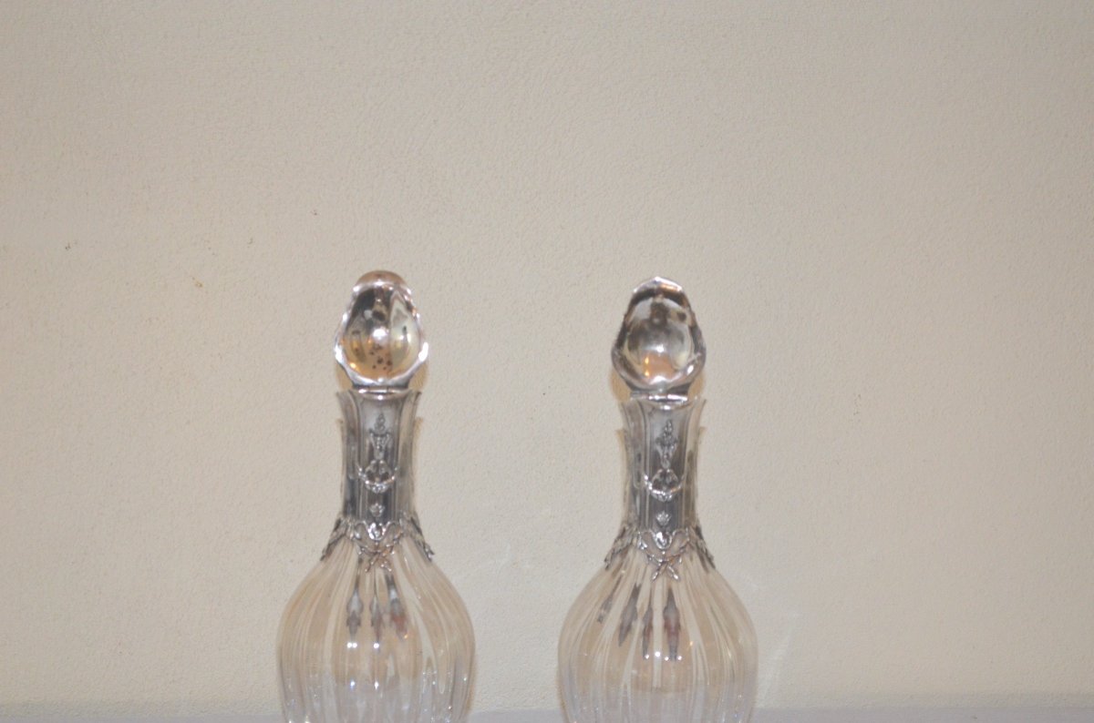 Pair Of Large Sterling Silver And Crystal Ewers By Tetard Frères -photo-2