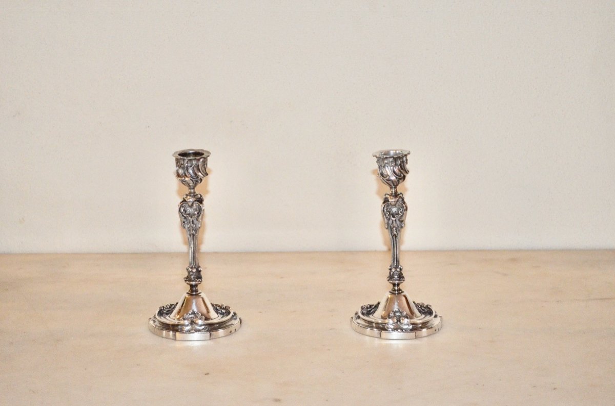 Pair Of 19th Century Rocaille Style Solid Silver Candlesticks