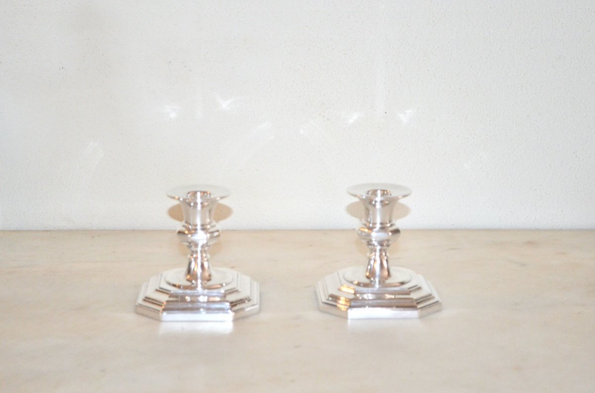 Pair Of Sterling Silver Candlesticks 