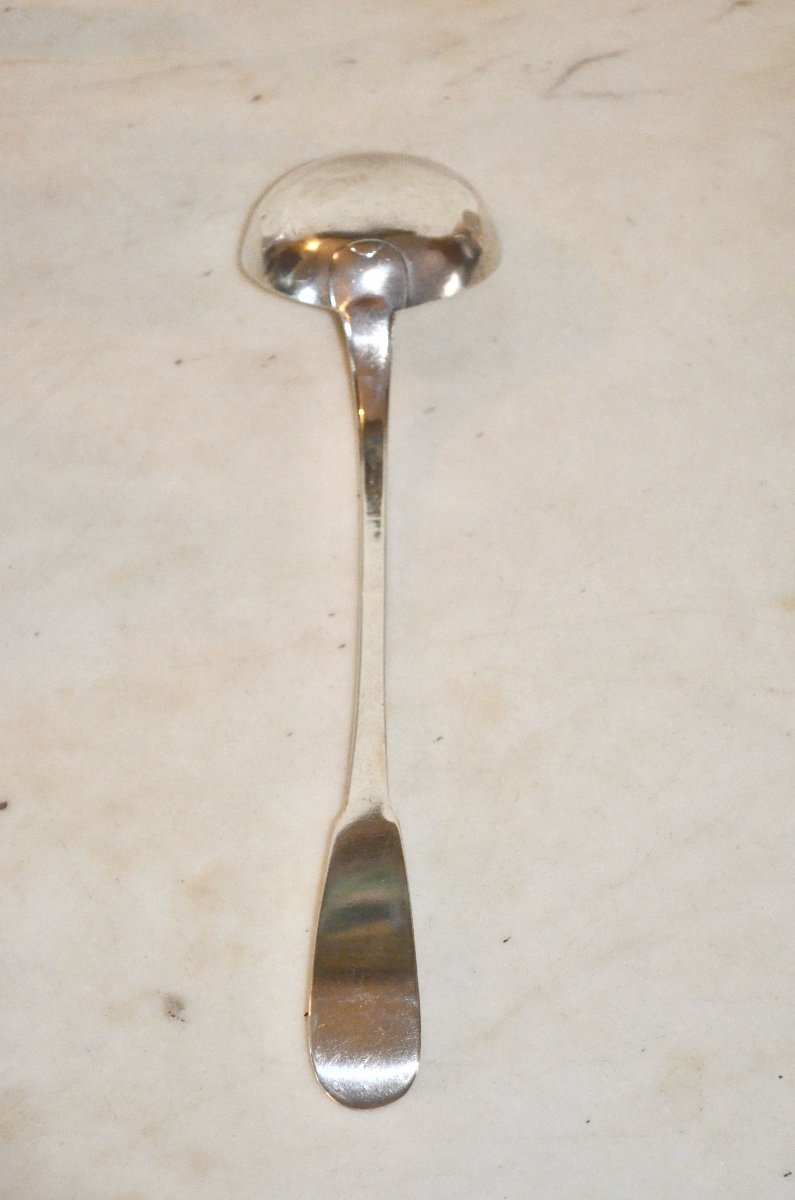 Large Ladle In Solid Silver, Late 18th Century-photo-4