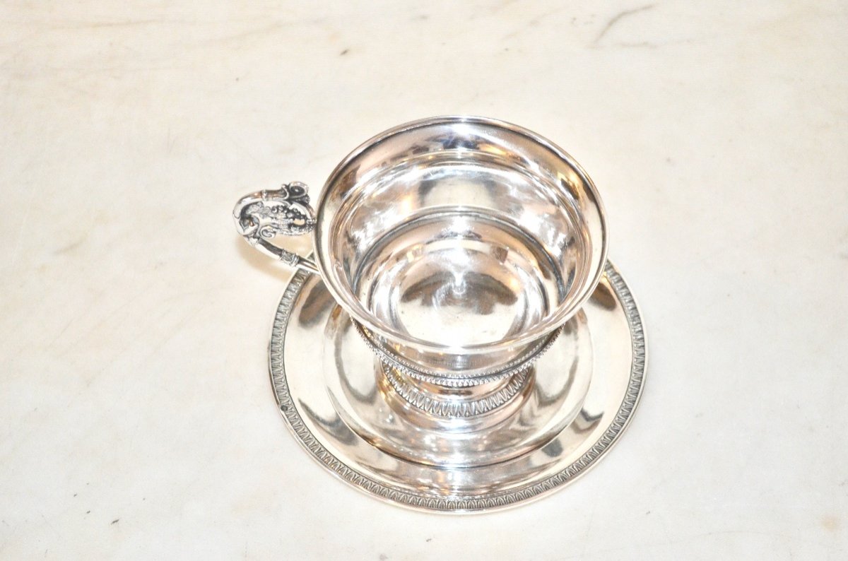 Large Solid Silver Chocolate Cup From The Restoration Period, Early 19th Century-photo-2