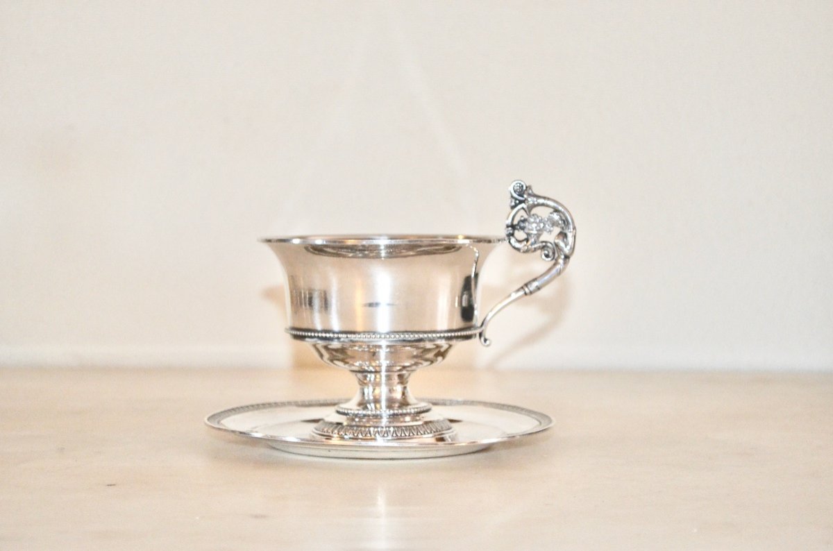 Large Solid Silver Chocolate Cup From The Restoration Period, Early 19th Century-photo-2