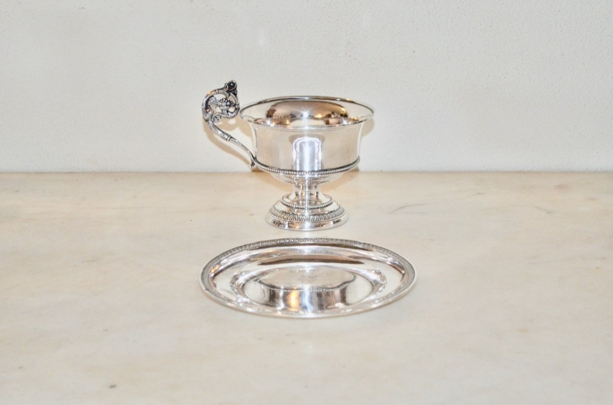 Large Solid Silver Chocolate Cup From The Restoration Period, Early 19th Century-photo-5