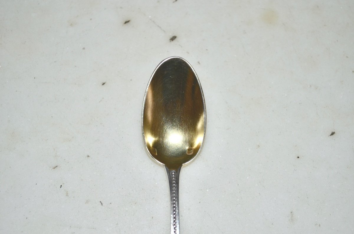 Set Of 12 Mocha Spoons In Solid Silver And Vermeil-photo-5