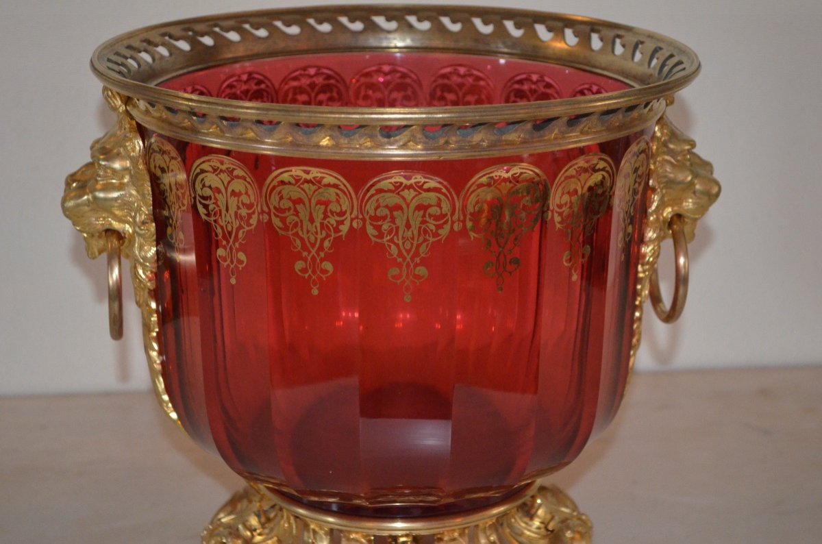 19th Century Gilt Bronze And Baccarat Crystal Cooler -photo-2