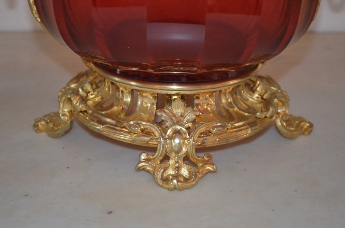 Rafraîchissoir En Bronze Doré Et Cristal De Baccarat 19ème Siècle -photo-3