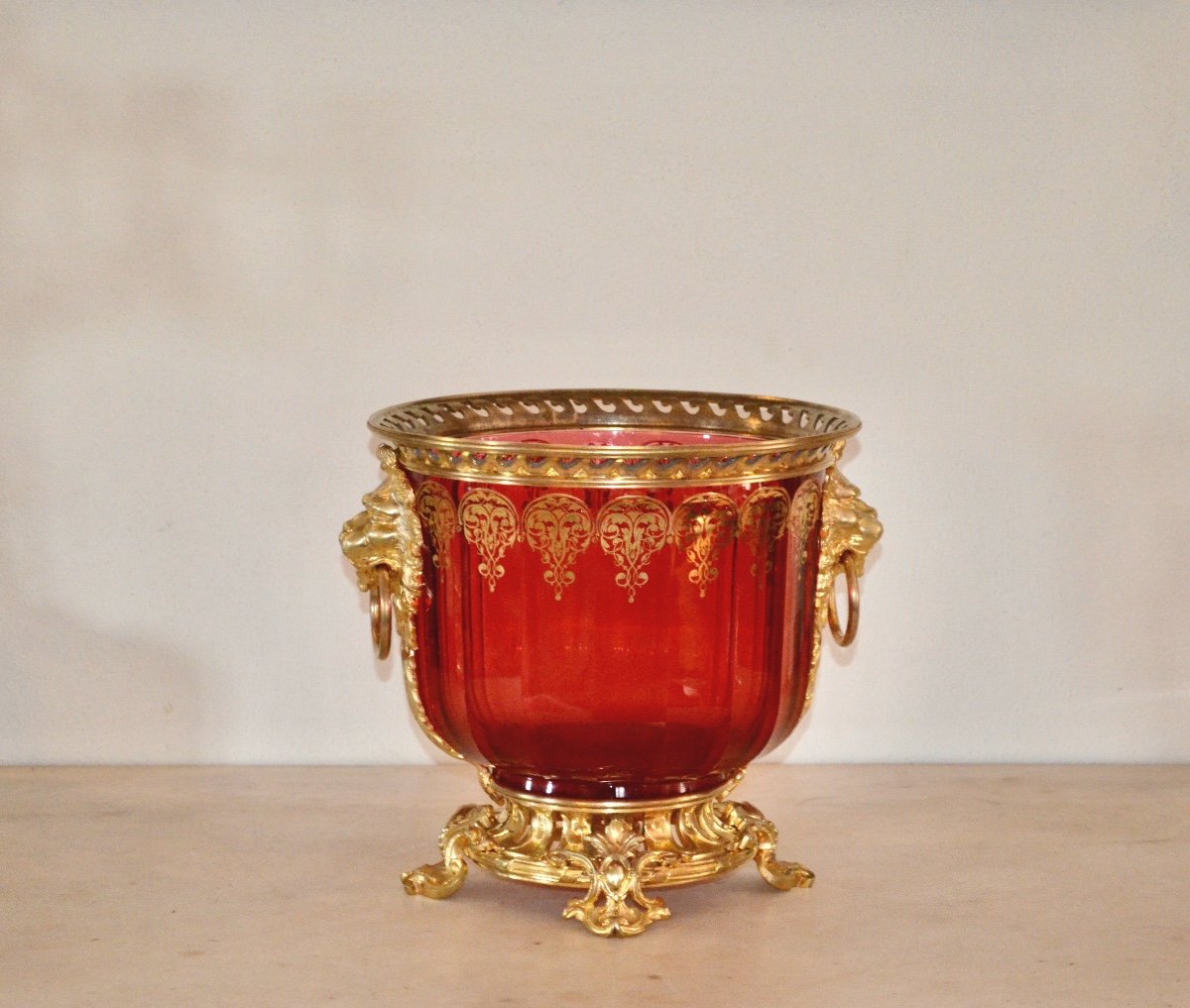 19th Century Gilt Bronze And Baccarat Crystal Cooler 