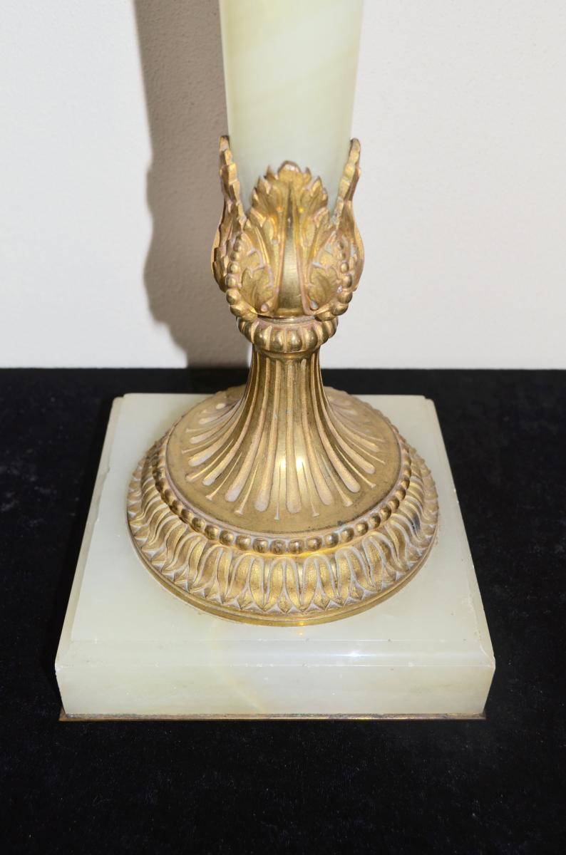 19th Century Gilt Bronze And Marble Lamp-photo-3