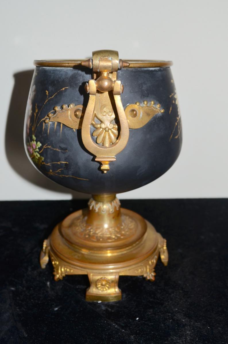 Bronze And Porcelain Oil Lamp 19th Century-photo-4