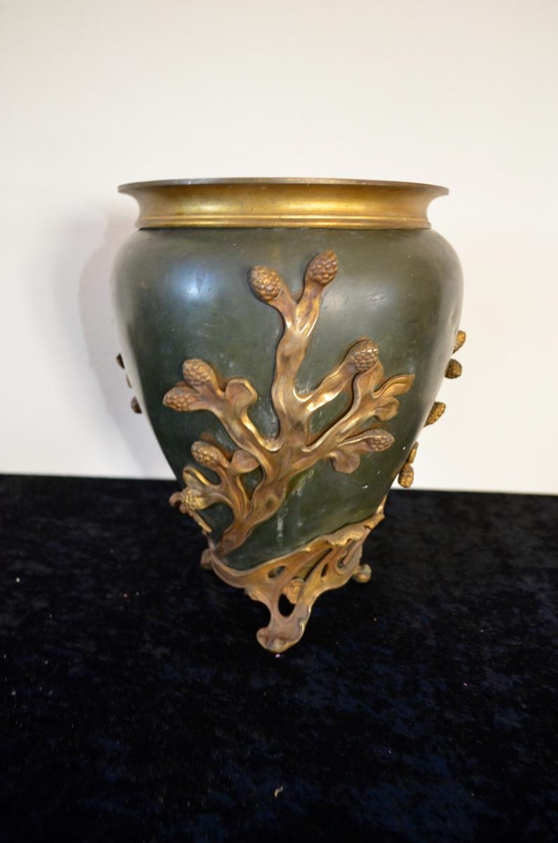 Planter Gilded Bronze And Painted Metal Late 19th Century