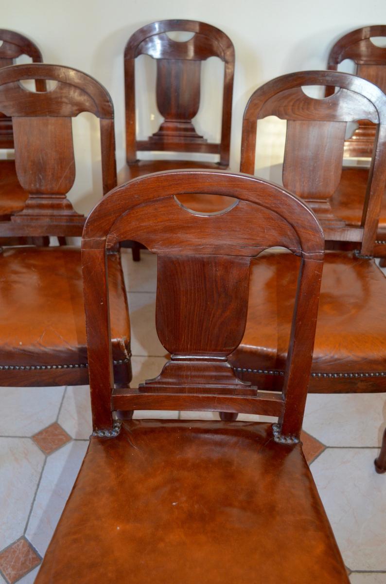 Suite Of 6 Mahogany Chairs Period Early 19th Century-photo-3